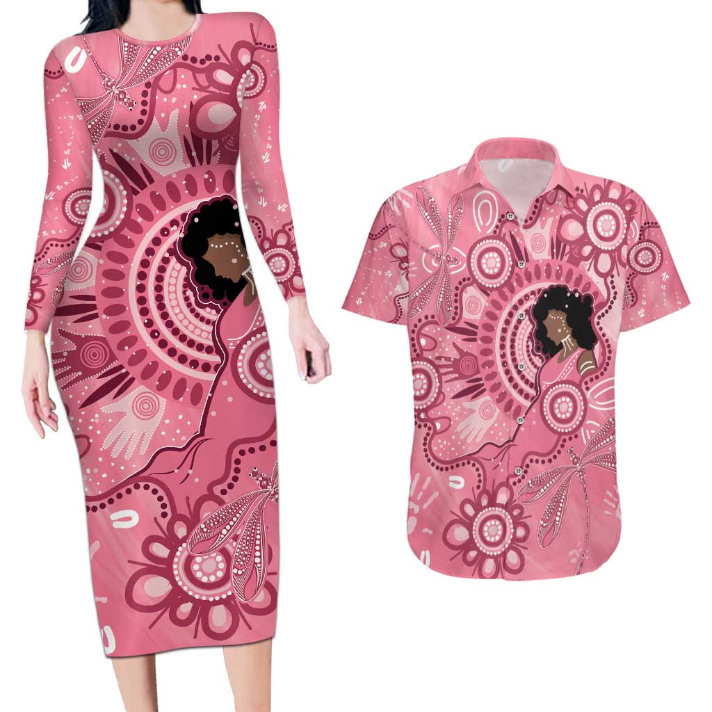 Australia Women's Day Aboriginal Couples Matching Long Sleeve Bodycon Dress and Hawaiian Shirt Mother's Love