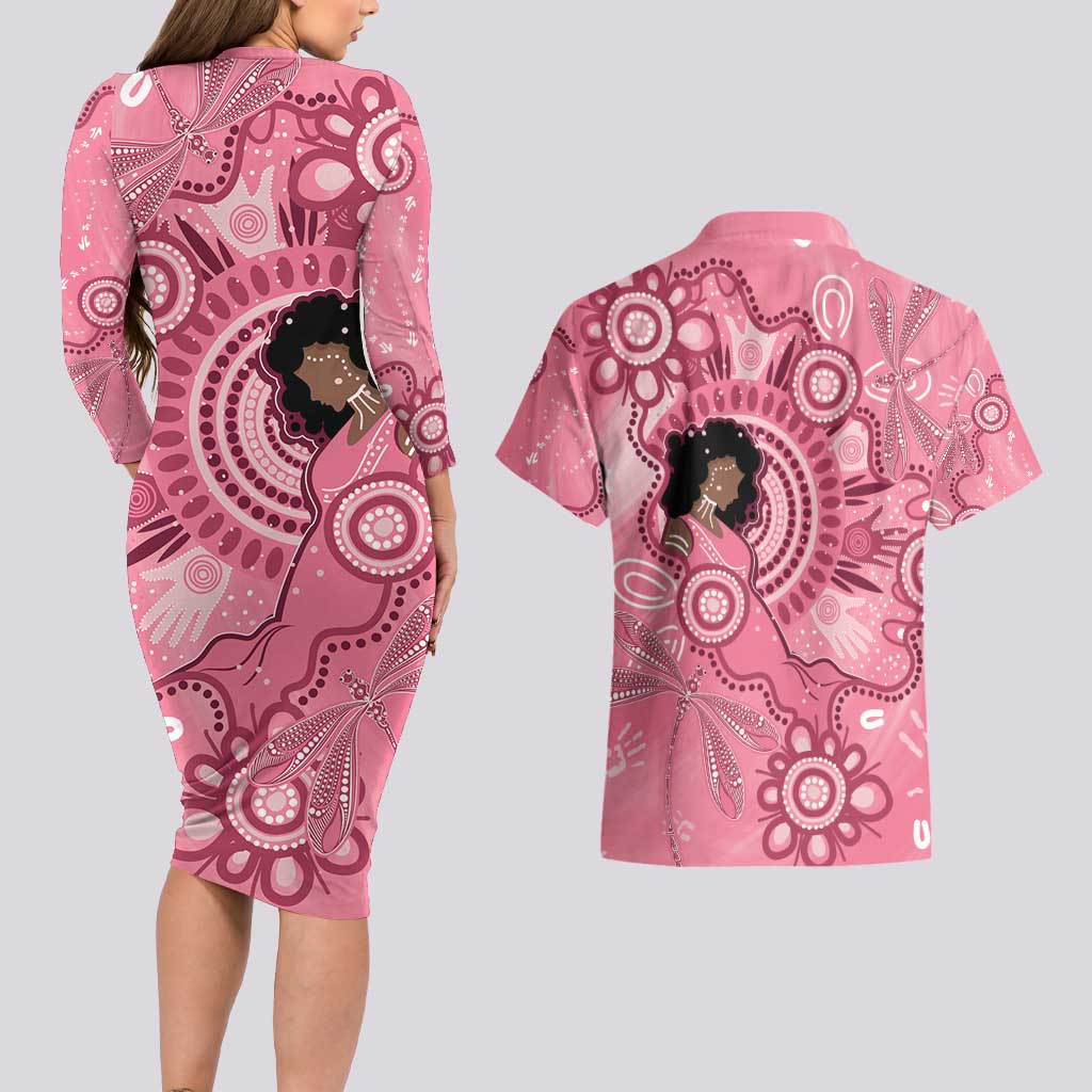 Australia Women's Day Aboriginal Couples Matching Long Sleeve Bodycon Dress and Hawaiian Shirt Mother's Love