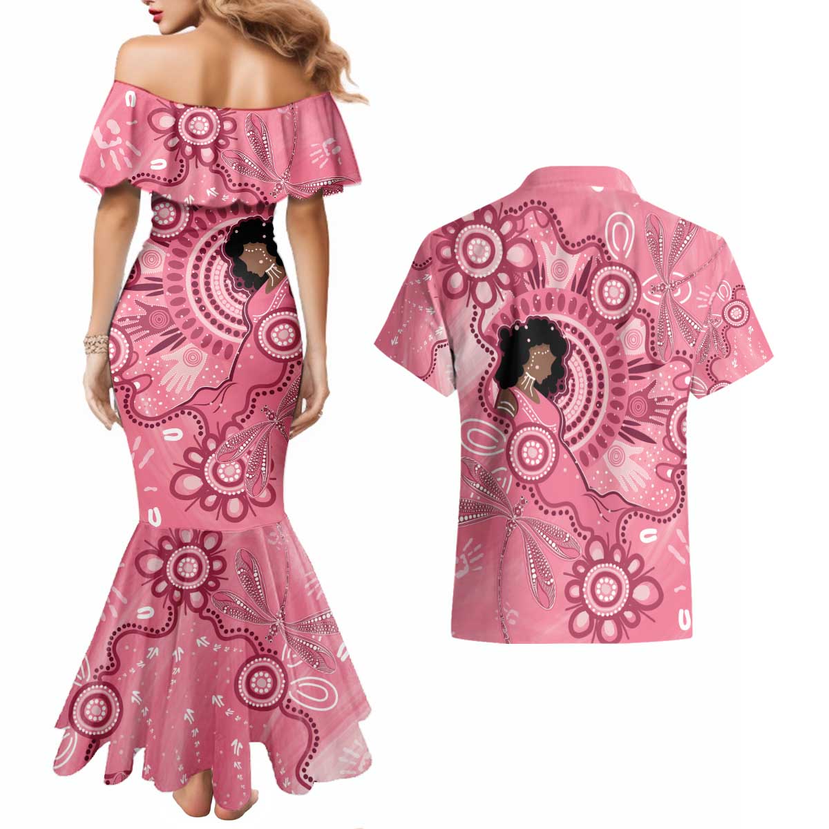 Australia Women's Day Aboriginal Couples Matching Mermaid Dress and Hawaiian Shirt Mother's Love