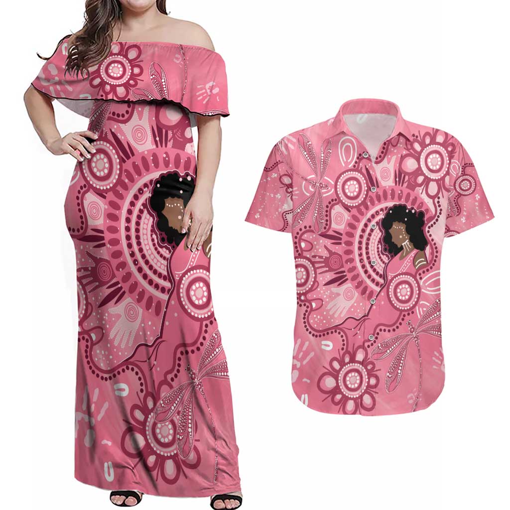 Australia Women's Day Aboriginal Couples Matching Off Shoulder Maxi Dress and Hawaiian Shirt Mother's Love