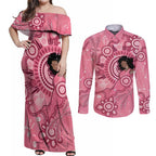 Australia Women's Day Aboriginal Couples Matching Off Shoulder Maxi Dress and Long Sleeve Button Shirt Mother's Love
