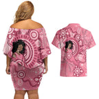 Australia Women's Day Aboriginal Couples Matching Off Shoulder Short Dress and Hawaiian Shirt Mother's Love