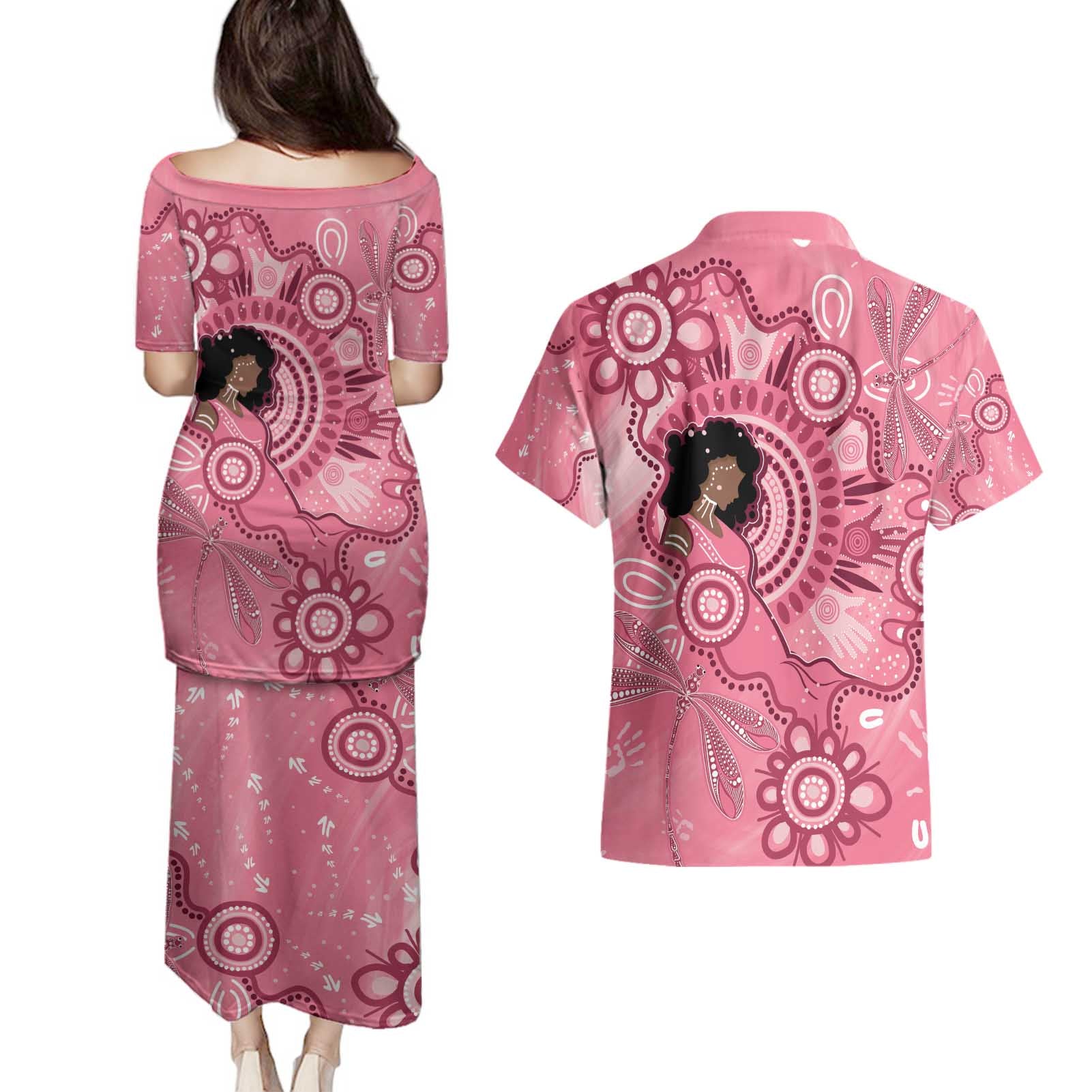 Australia Women's Day Aboriginal Couples Matching Puletasi and Hawaiian Shirt Mother's Love