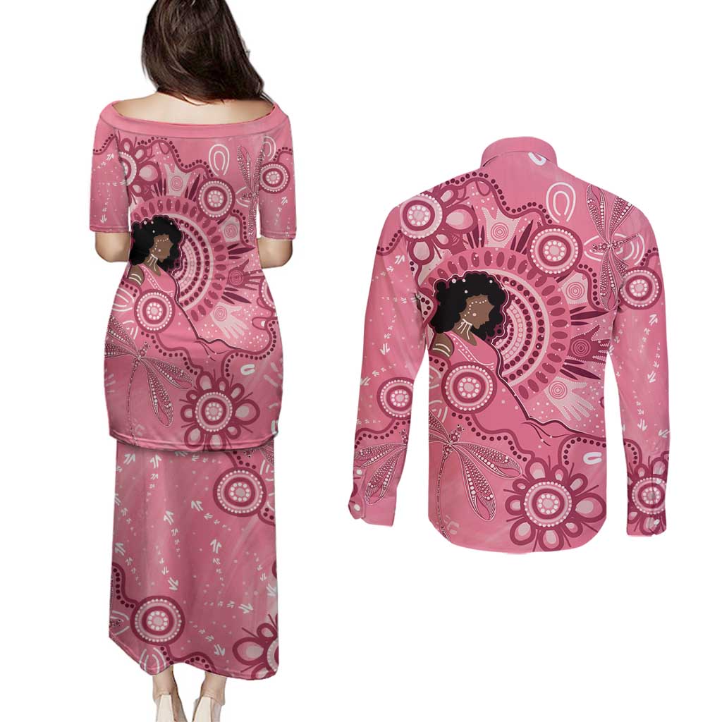Australia Women's Day Aboriginal Couples Matching Puletasi and Long Sleeve Button Shirt Mother's Love