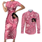 Australia Women's Day Aboriginal Couples Matching Short Sleeve Bodycon Dress and Long Sleeve Button Shirt Mother's Love