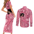 Australia Women's Day Aboriginal Couples Matching Short Sleeve Bodycon Dress and Long Sleeve Button Shirt Mother's Love