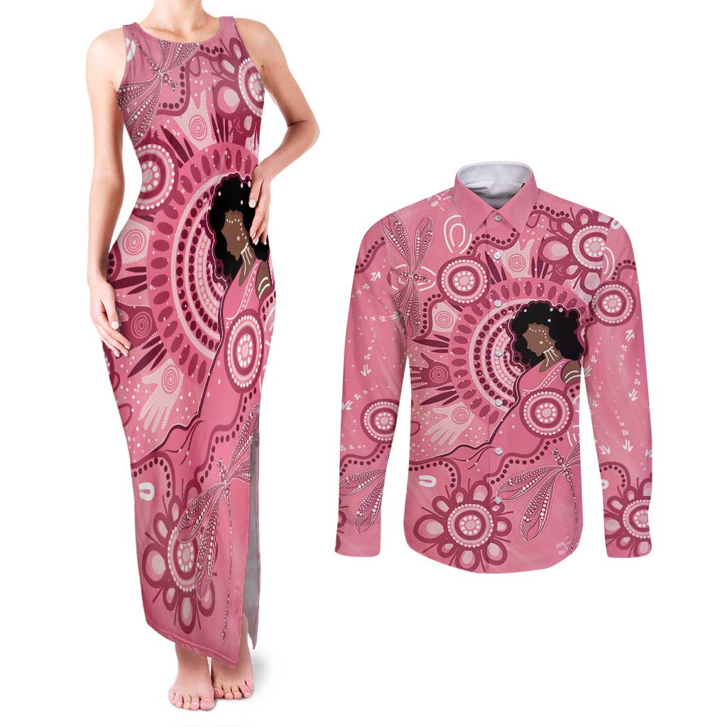 Australia Women's Day Aboriginal Couples Matching Tank Maxi Dress and Long Sleeve Button Shirt Mother's Love