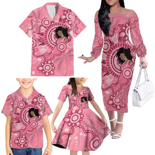 Australia Women's Day Aboriginal Family Matching Off The Shoulder Long Sleeve Dress and Hawaiian Shirt Mother's Love
