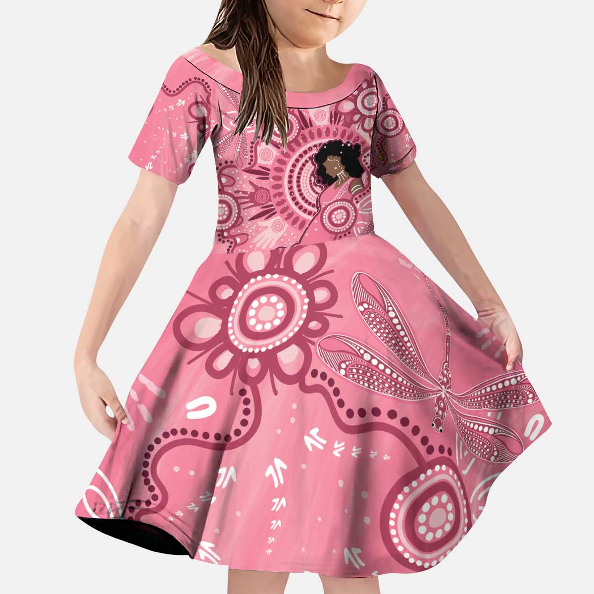 Australia Women's Day Aboriginal Kid Short Sleeve Dress Mother's Love