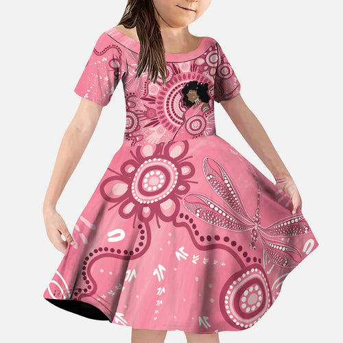 Australia Women's Day Aboriginal Kid Short Sleeve Dress Mother's Love