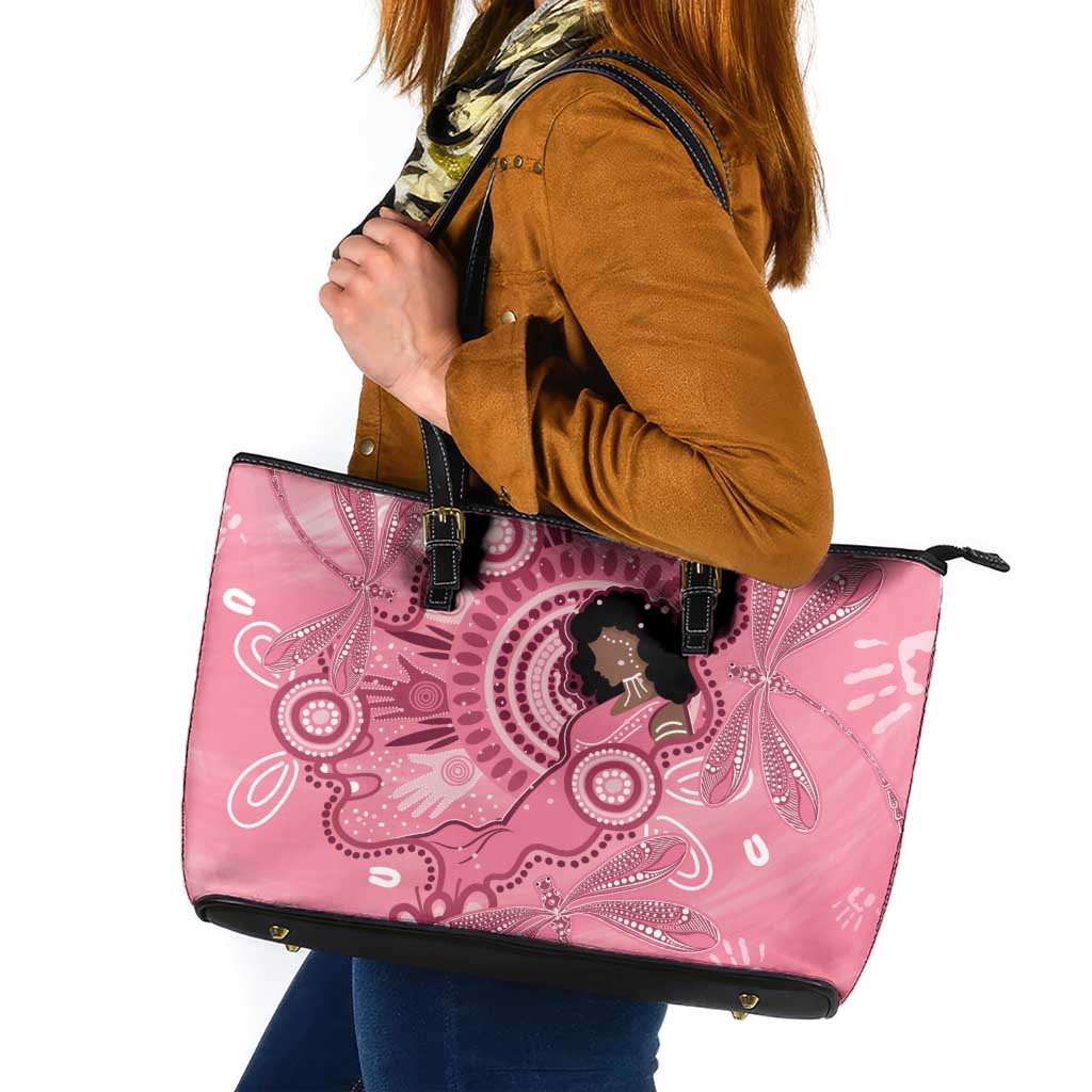 Australia Women's Day Aboriginal Leather Tote Bag Mother's Love