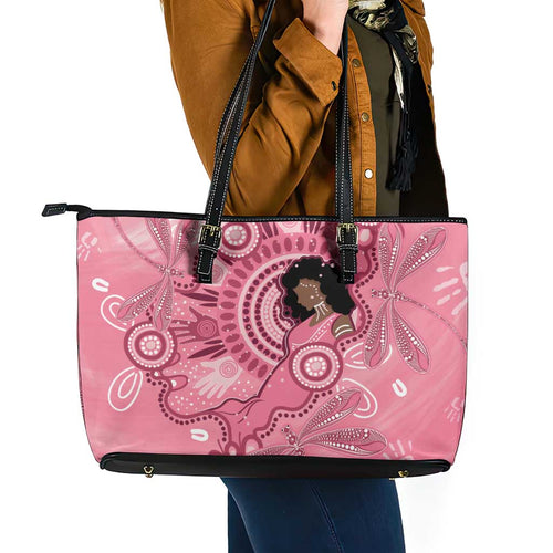 Australia Women's Day Aboriginal Leather Tote Bag Mother's Love