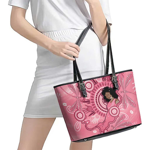 Australia Women's Day Aboriginal Leather Tote Bag Mother's Love