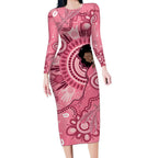 Australia Women's Day Aboriginal Long Sleeve Bodycon Dress Mother's Love