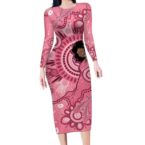 Australia Women's Day Aboriginal Long Sleeve Bodycon Dress Mother's Love