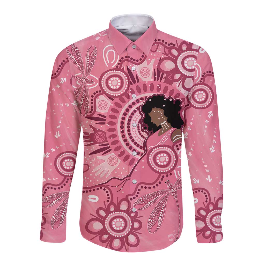 Australia Women's Day Aboriginal Long Sleeve Button Shirt Mother's Love