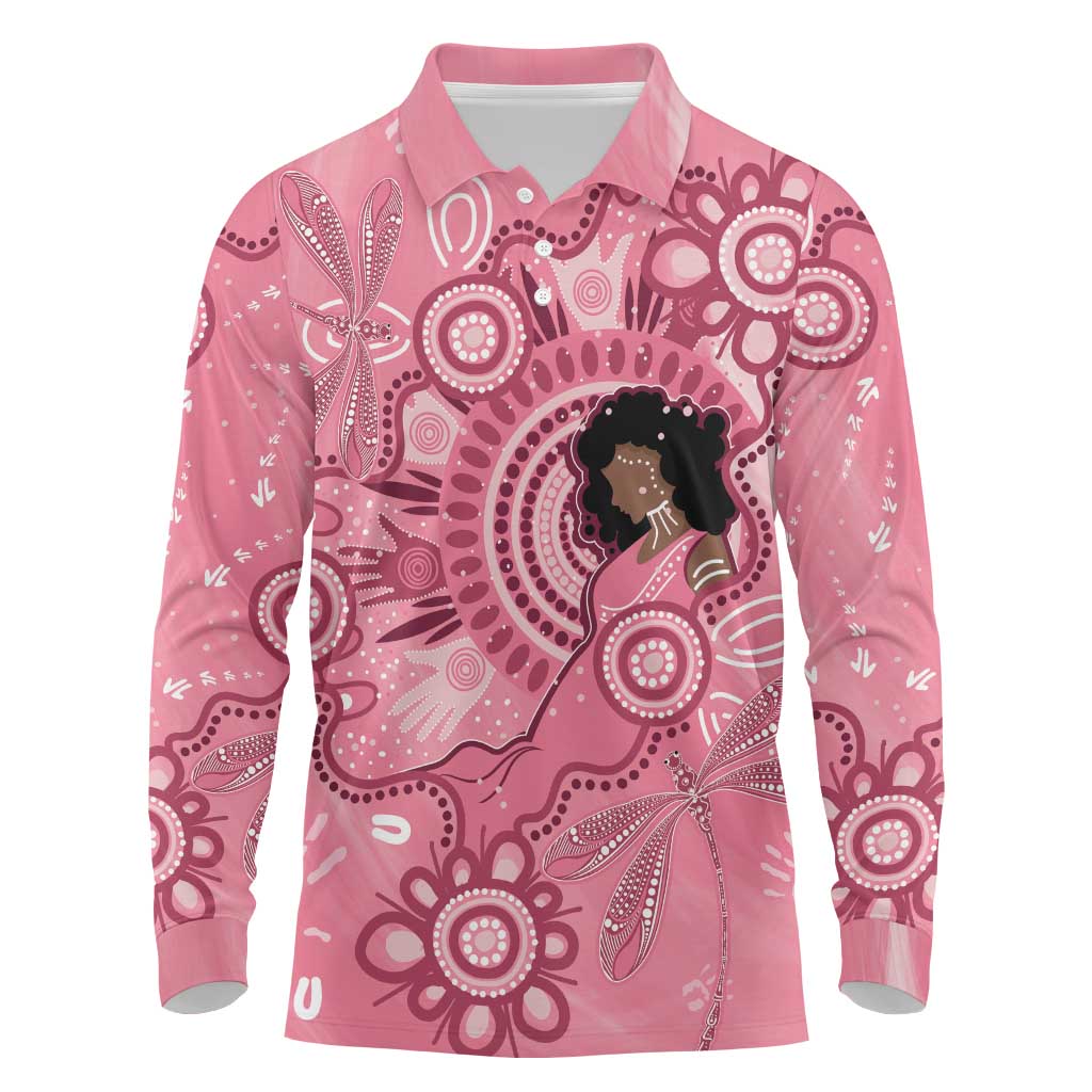 Australia Women's Day Aboriginal Long Sleeve Polo Shirt Mother's Love