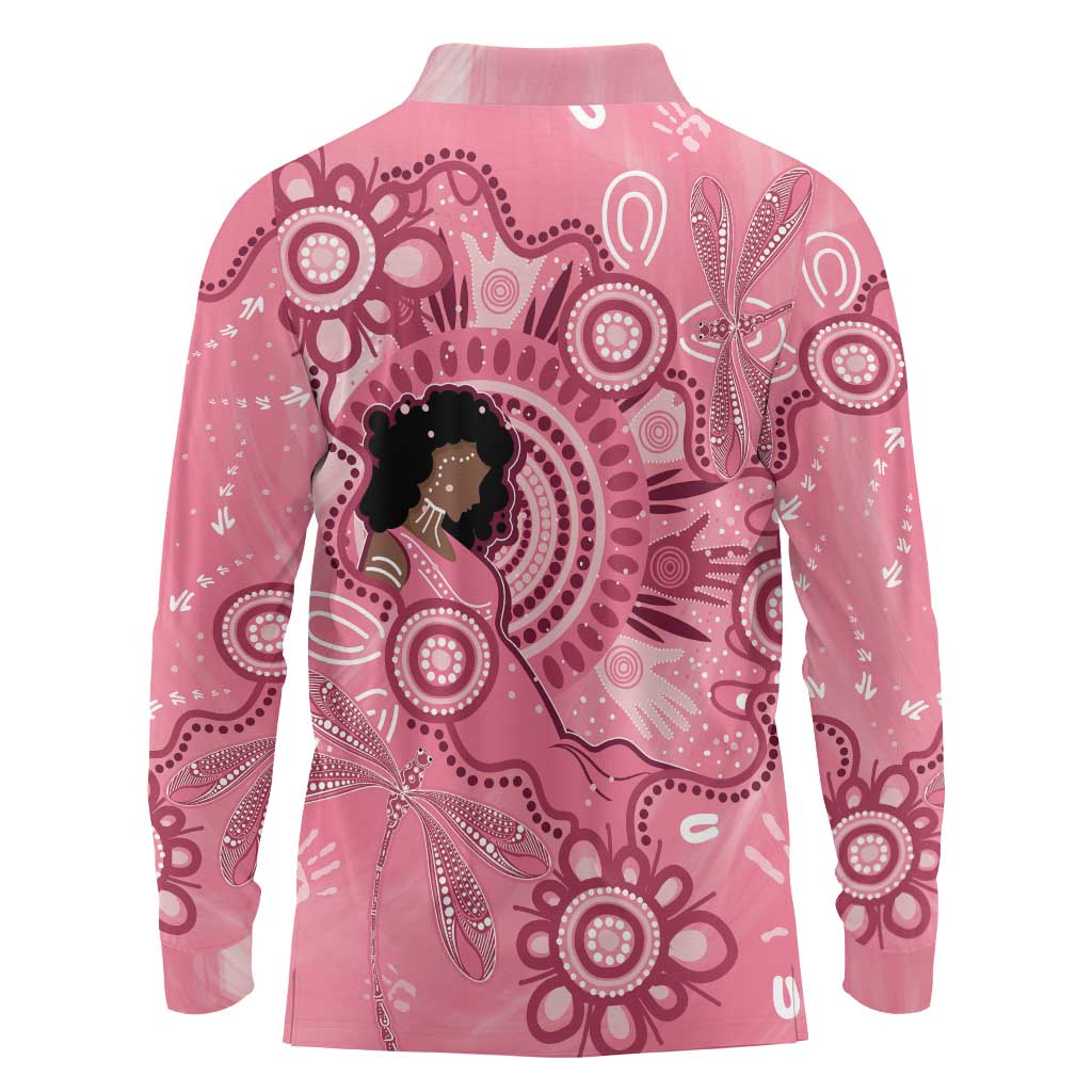 Australia Women's Day Aboriginal Long Sleeve Polo Shirt Mother's Love
