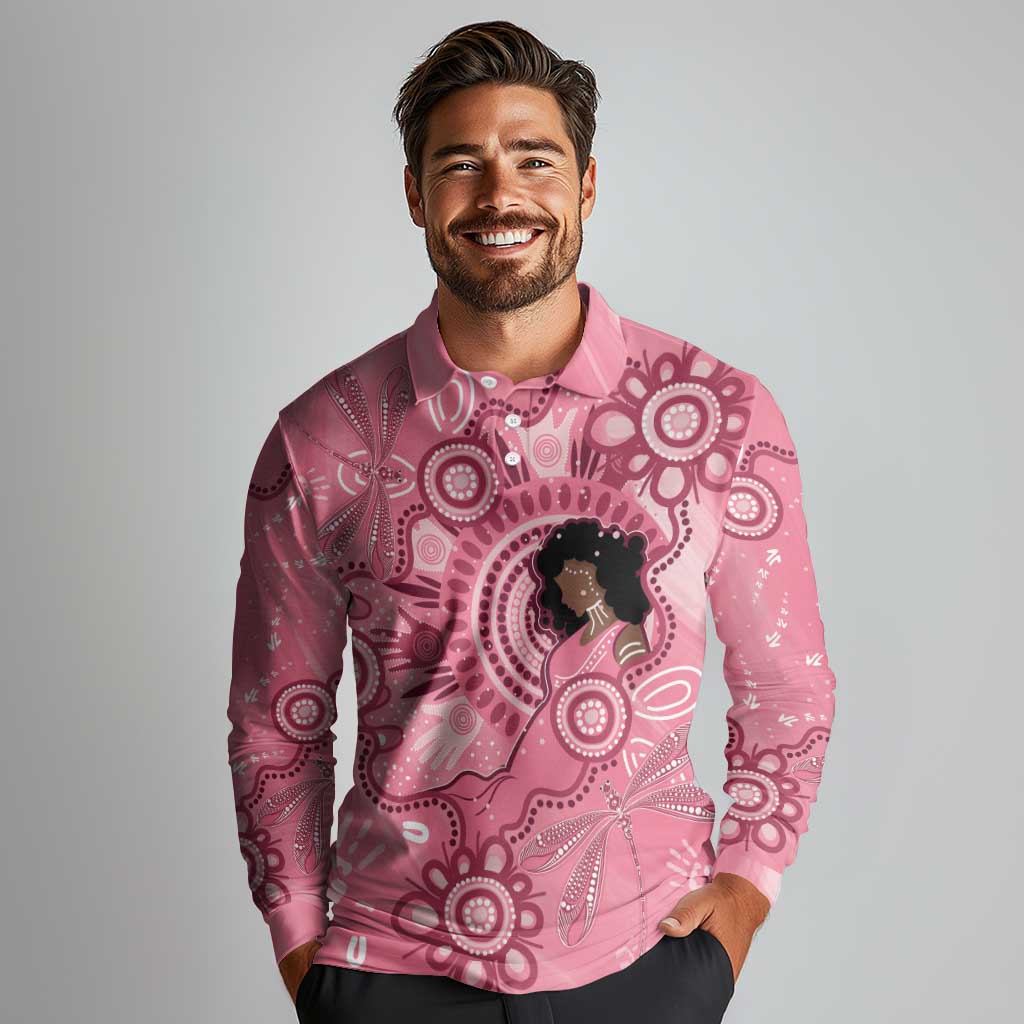 Australia Women's Day Aboriginal Long Sleeve Polo Shirt Mother's Love