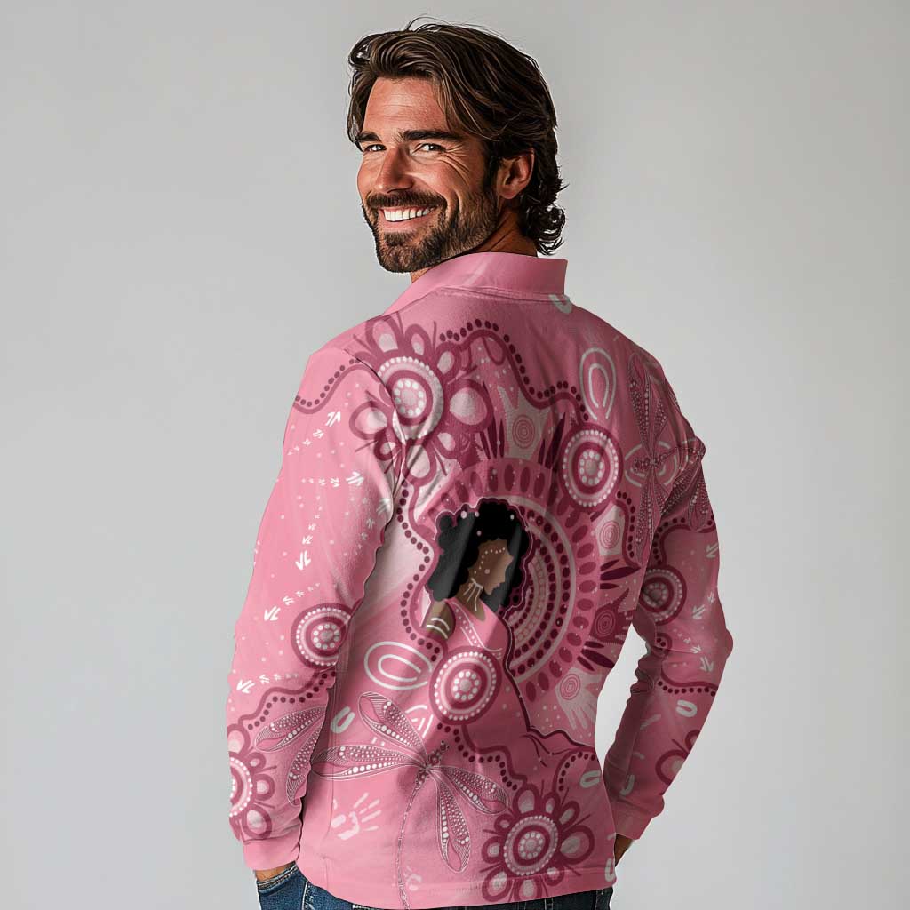 Australia Women's Day Aboriginal Long Sleeve Polo Shirt Mother's Love