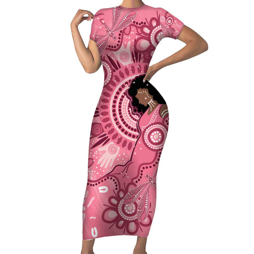 Australia Women's Day Aboriginal Short Sleeve Bodycon Dress Mother's Love