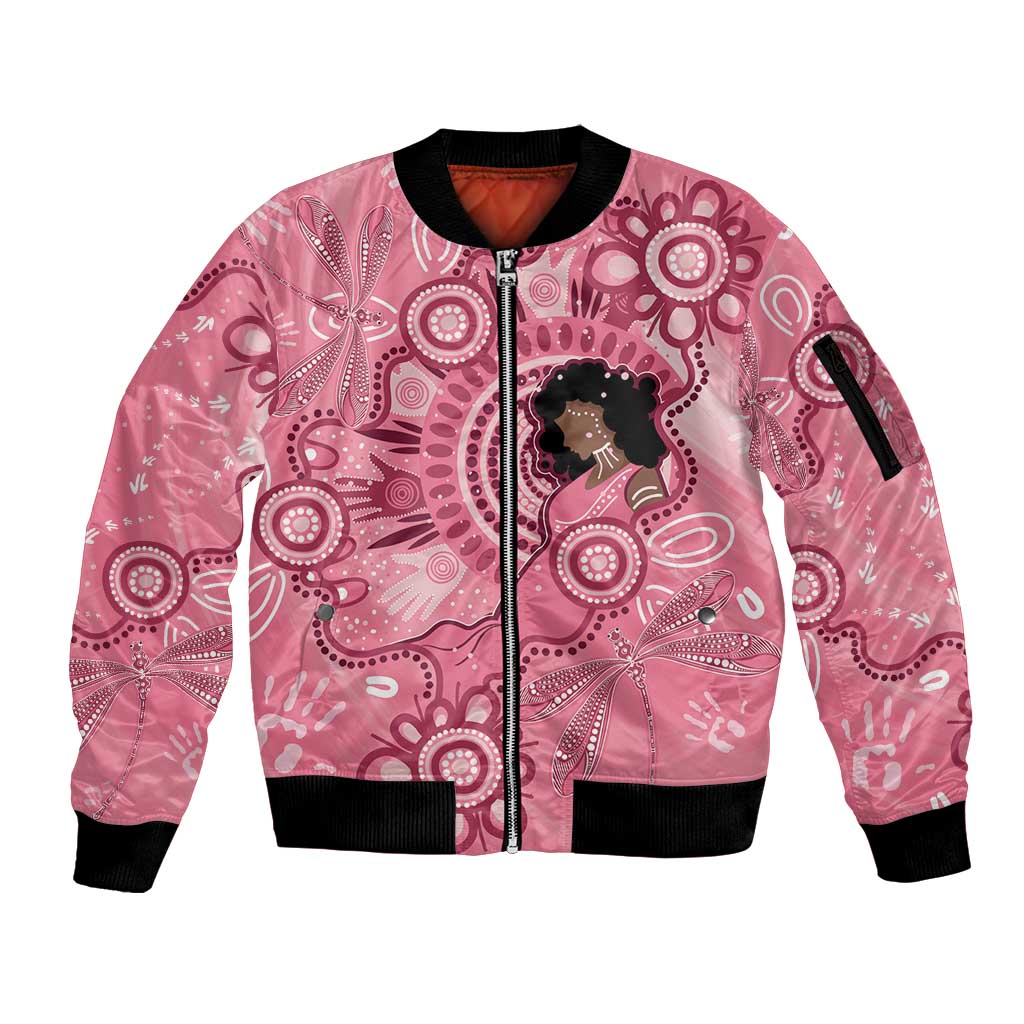 Australia Women's Day Aboriginal Sleeve Zip Bomber Jacket Mother's Love