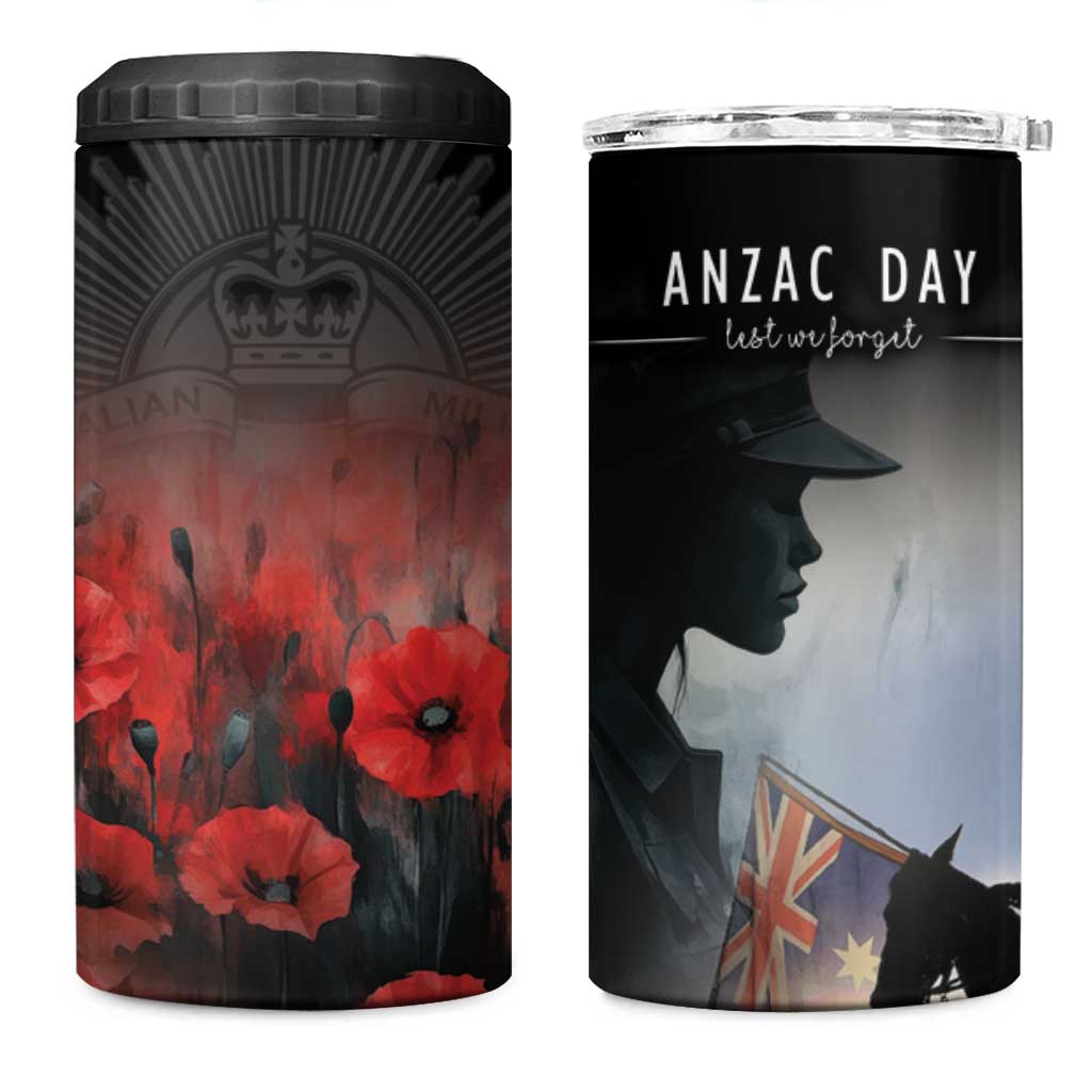 Anzac Day 4 in 1 Can Cooler Tumbler Women In War - Lest We Forget