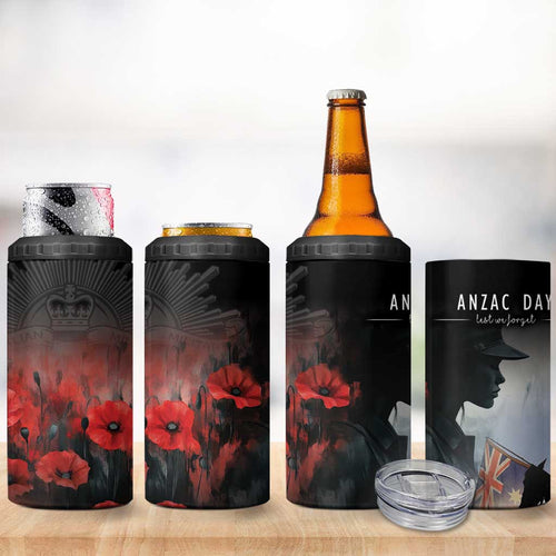 Anzac Day 4 in 1 Can Cooler Tumbler Women In War - Lest We Forget