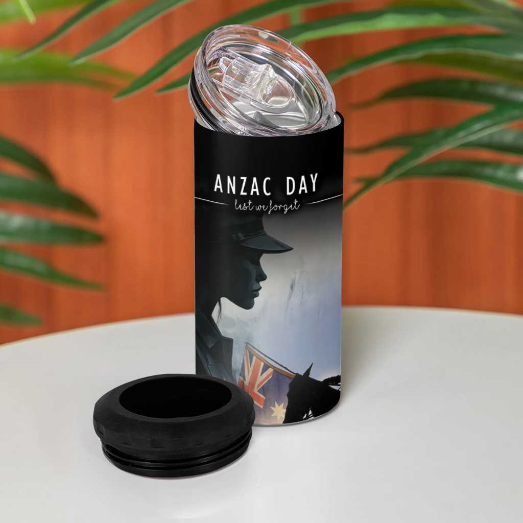 Anzac Day 4 in 1 Can Cooler Tumbler Women In War - Lest We Forget
