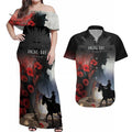 Anzac Day Couples Matching Off Shoulder Maxi Dress and Hawaiian Shirt Women In War - Lest We Forget