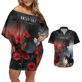 Anzac Day Couples Matching Off Shoulder Short Dress and Hawaiian Shirt Women In War - Lest We Forget