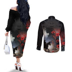 Anzac Day Couples Matching Off The Shoulder Long Sleeve Dress and Long Sleeve Button Shirt Women In War - Lest We Forget
