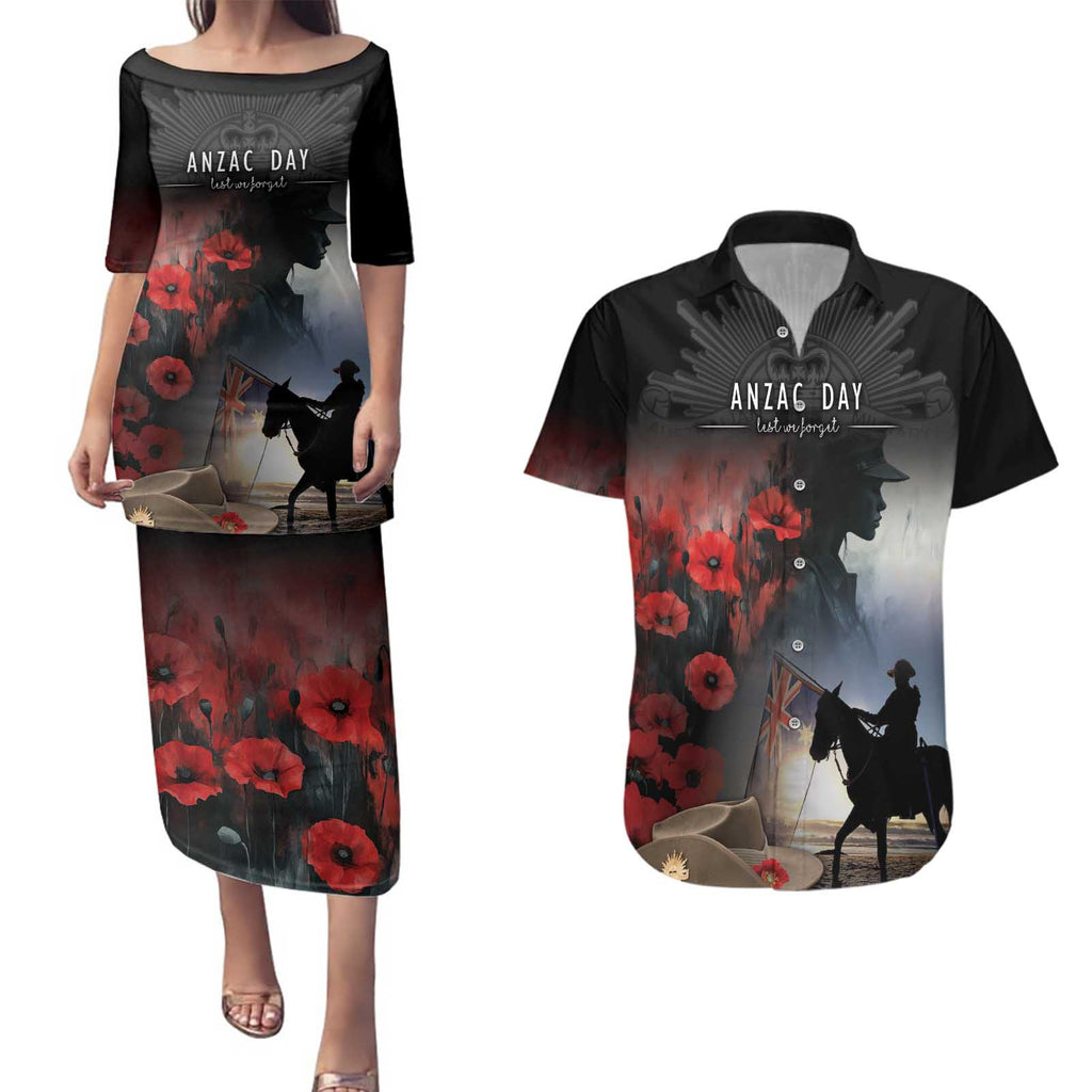 Anzac Day Couples Matching Puletasi and Hawaiian Shirt Women In War - Lest We Forget