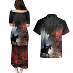 Anzac Day Couples Matching Puletasi and Hawaiian Shirt Women In War - Lest We Forget