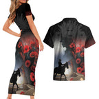 Anzac Day Couples Matching Short Sleeve Bodycon Dress and Hawaiian Shirt Women In War - Lest We Forget