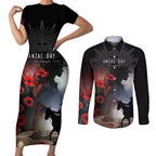 Anzac Day Couples Matching Short Sleeve Bodycon Dress and Long Sleeve Button Shirt Women In War - Lest We Forget