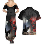 Anzac Day Couples Matching Summer Maxi Dress and Hawaiian Shirt Women In War - Lest We Forget