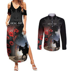 Anzac Day Couples Matching Summer Maxi Dress and Long Sleeve Button Shirt Women In War - Lest We Forget