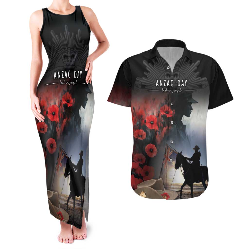 Anzac Day Couples Matching Tank Maxi Dress and Hawaiian Shirt Women In War - Lest We Forget