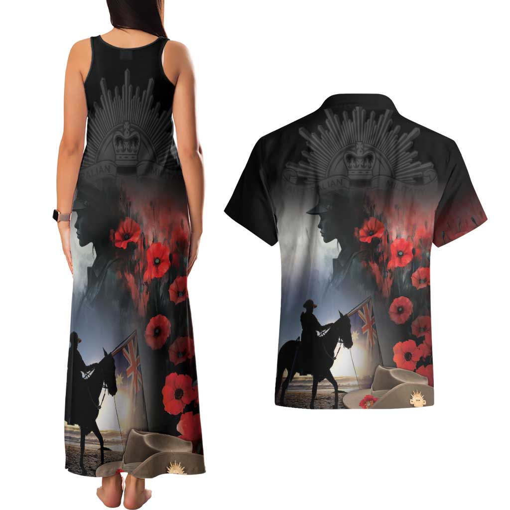 Anzac Day Couples Matching Tank Maxi Dress and Hawaiian Shirt Women In War - Lest We Forget