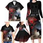 Anzac Day Family Matching Long Sleeve Bodycon Dress and Hawaiian Shirt Women In War - Lest We Forget