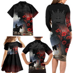 Anzac Day Family Matching Long Sleeve Bodycon Dress and Hawaiian Shirt Women In War - Lest We Forget