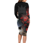 Anzac Day Family Matching Long Sleeve Bodycon Dress and Hawaiian Shirt Women In War - Lest We Forget