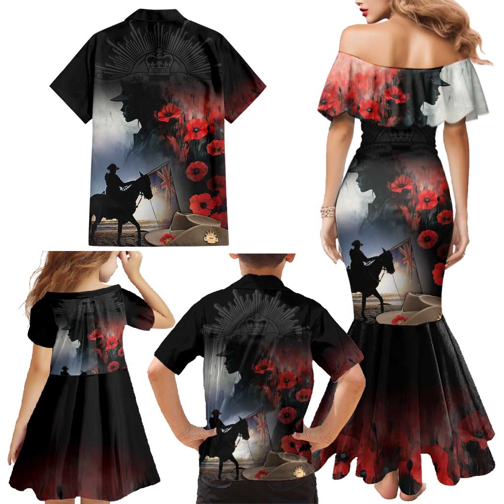 Anzac Day Family Matching Mermaid Dress and Hawaiian Shirt Women In War - Lest We Forget
