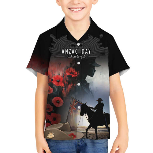 Anzac Day Family Matching Off The Shoulder Long Sleeve Dress and Hawaiian Shirt Women In War - Lest We Forget