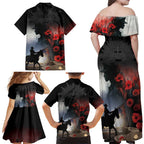 Anzac Day Family Matching Off Shoulder Maxi Dress and Hawaiian Shirt Women In War - Lest We Forget