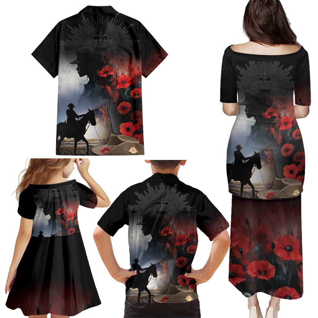 Anzac Day Family Matching Puletasi and Hawaiian Shirt Women In War - Lest We Forget