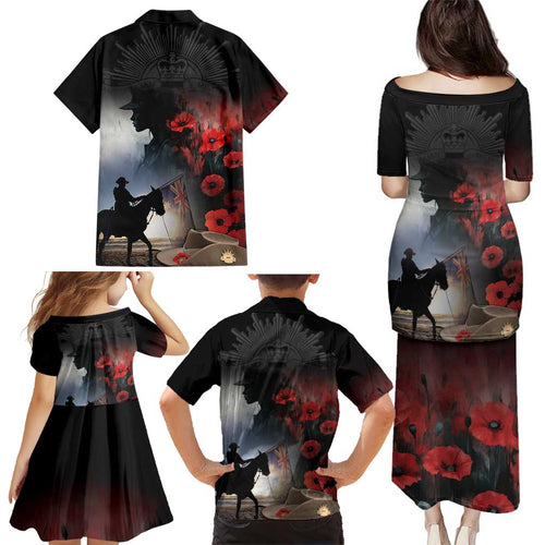 Anzac Day Family Matching Puletasi and Hawaiian Shirt Women In War - Lest We Forget