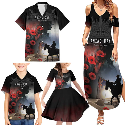 Anzac Day Family Matching Summer Maxi Dress and Hawaiian Shirt Women In War - Lest We Forget