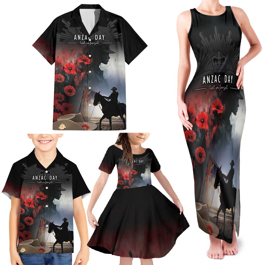 Anzac Day Family Matching Tank Maxi Dress and Hawaiian Shirt Women In War - Lest We Forget